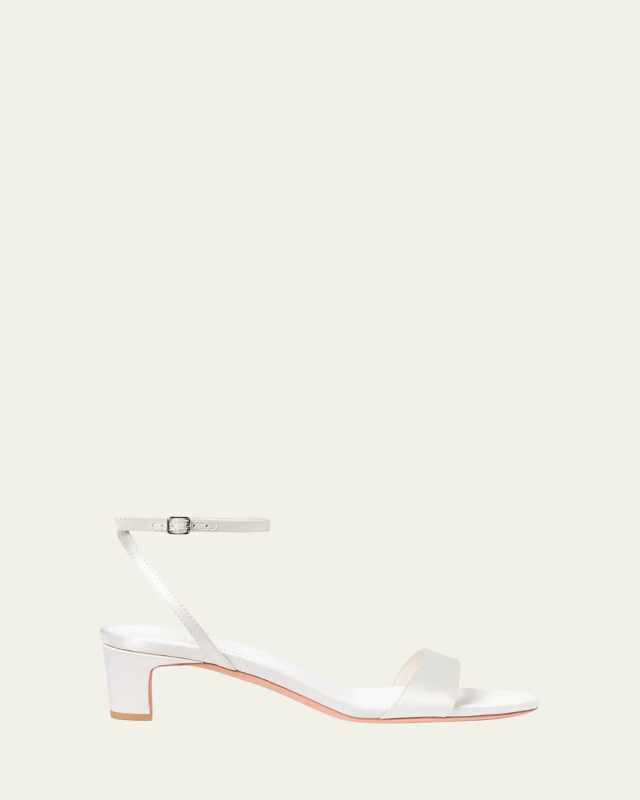 Alice Satin Ankle-Strap Kitten-Heel Sandals